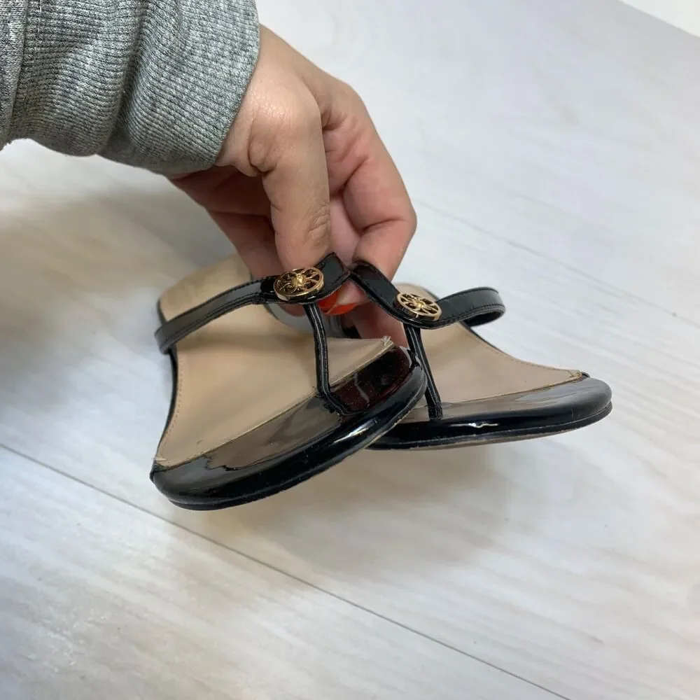 Nanette Lepore Women Sandals Kitten Heels Black Flip Flop Slide Size 6‎